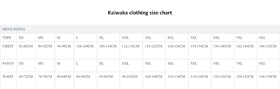 kaiwaka mens clothing size charts
