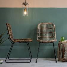 Add to wish list add to compare. Santiago Set Of 2 Rattan Dining Chairs With Metal Legs Natural And Black