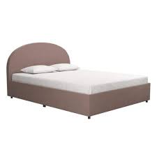 blush velvet upholstered queen size bed