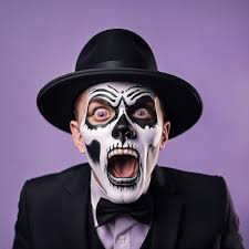 shocked man in halloween makeup