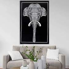 Tapestries Black And White Elephant