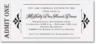 Admit One White Sparkle Business Awards Invitations