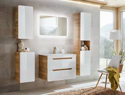 white gloss oak bathroom set compact