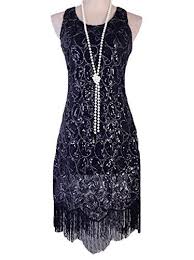 Vijiv Womens 1920s Gastby Sequined Embellished Fringed Paisley Flapper Dress