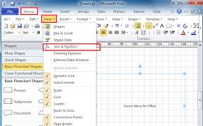 size and position window in visio 2010