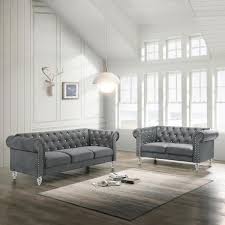 gray velvet living room set with sofa