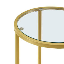Round Side Table Gold End Table With