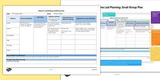 Small Group Objective Led Planning Template Planning