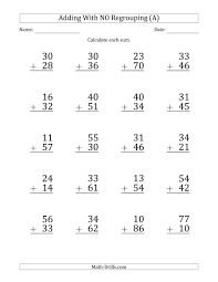 * tick the box(pdf with answer), if you want to download this worksheet with answer. Large Print 2 Digit Plus 2 Digit Addition With No Regrouping A