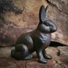 Cast Iron Rabbit Statue Bunny Animal
