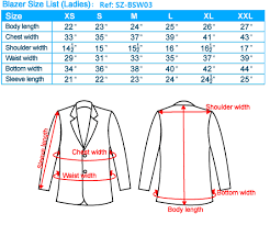 business suit type size chart