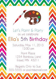 Craft Birthday Invitations Rainbow Paint Party Art And