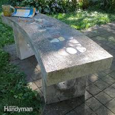 stone inlay concrete bench