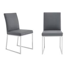 Stone grey faux leather deluxe dining chairs. 1stopbedrooms For Trevor Grey Faux Leather Dining Chair Set Of 2 Accuweather Shop