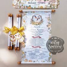 Wedding designs usually follow an overall color scheme, which can be seen from the invitations, to the in selecting the members of the entourage, the couple usually considers one or several pairs of principal sponsors or. Wedding Invitation Scroll Hobbies Toys Stationary Craft Occasions Party Supplies On Carousell