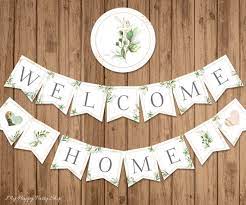 welcome home banner printable greenery