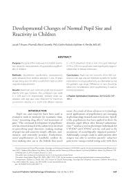 Pdf Developmental Changes Of Normal Pupil Size And