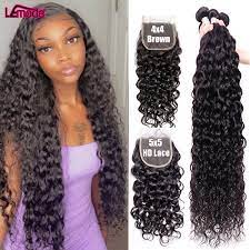 For small order, we will pack with plastic bags; 5x5 Hd Lace Closure With Bundles Water Wave Human Hair Bundles With Frontal Lemoda Remy Peruvian Deep Wave Hair Weave Extension 3 4 Bundles With Closure Aliexpress