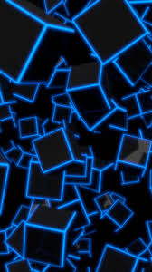 3D Blue Neon Cubes 8K UHD Wallpaper