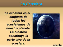 La Biosfera, la Ecosfera y los Ecosistemas. La Biosfera La blosfera o  biosfera es el sistema formado por el conjunto de los seres vivos propios  del planeta. - ppt descargar