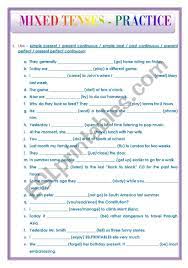 mixed tense exercises simple present