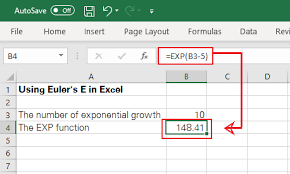 how to use e in excel euler s number