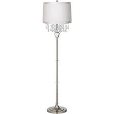 360 Lighting Traditional Chandelier Floor Lamp Satin Steel Chrome Crystal Off White Fabric Drum Shade For Living Room Reading Target