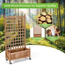 Wood Planter Box With Trellis