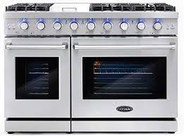 Wall oven vs double oven under the range? Amazon Com Cosmo Cos Epgr486g 48 In Slide In Freestanding Double Gas Range With 6 Sealed Burner Griddle Cooktop Cast Iron Grates And Primary Convection Oven In Stainless Steel Appliances