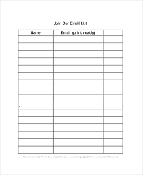 Email Sign Up Sheet Template Template Business