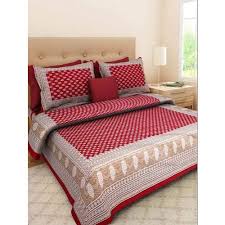 red cotton double bed sheet set size