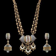 antique long necklace set hira panna