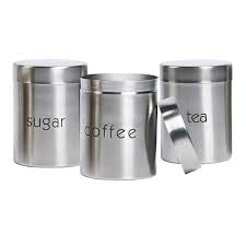 D11 x h17 cm l: Basic Essentials 3 Pc Stainless Steel Canister Set