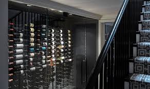 basement wine cellar with vertical wine