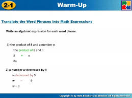 Ppt Write An Algebraic Expression For