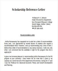 scholarship reference letter templates