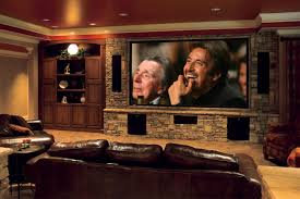 This basement features a pool table in the middle, a home theater, and cellar bar in the background. 75 Beautiful Basement Home Theater Pictures Ideas Houzz