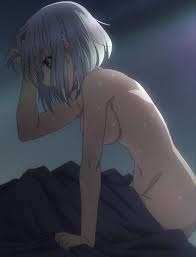 tobiichi origami, date a live, highres, screencap, tagme, 10s, 1girl, bed,  breasts, navel, nude, short hair, solo, sweat, white hair - Image View - |  Gelbooru - Free Anime and Hentai Gallery
