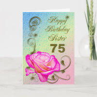 elegant rose 75th birthday card for