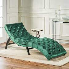 Garret Tufted Emerald Velvet Chaise Lounge