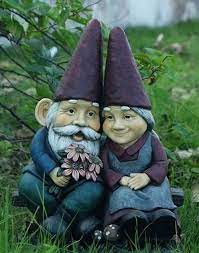 Gnome Old Couple On Bench Pépinière