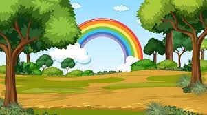 nature scene background with rainbow in