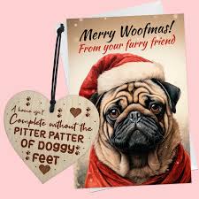 christmas card from the dog funny pug