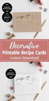 Lovely Printable Recipe Cards With Decorative Typography Recipe