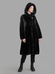Black Hooded Mink Coat Balloo Finezza Fur