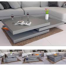 casaria coffee table rotatable grey