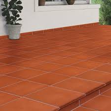 plain terracotta clay floor tiles