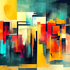 Abstract Canvas Painting In Warm Colors