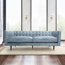 arm velvet rectangle sofa in bluestone