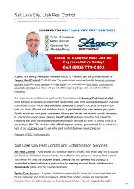 An ongoing salt lake city pest control service maintenance program will ensure that infestations are under control and future ones do not occur. Salt Lake City Utah Pest Control By Legacy Pest Control Issuu